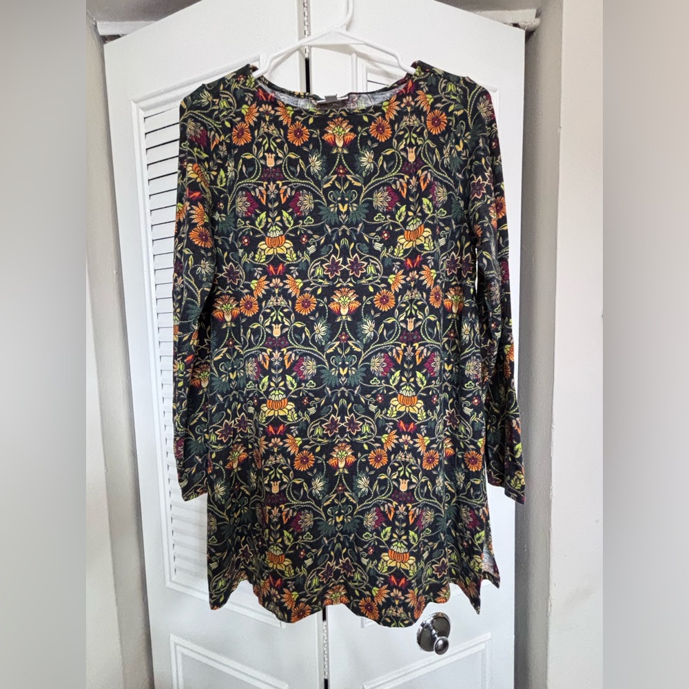J. Jill Floral Tunic - Black, Yellow, Orange